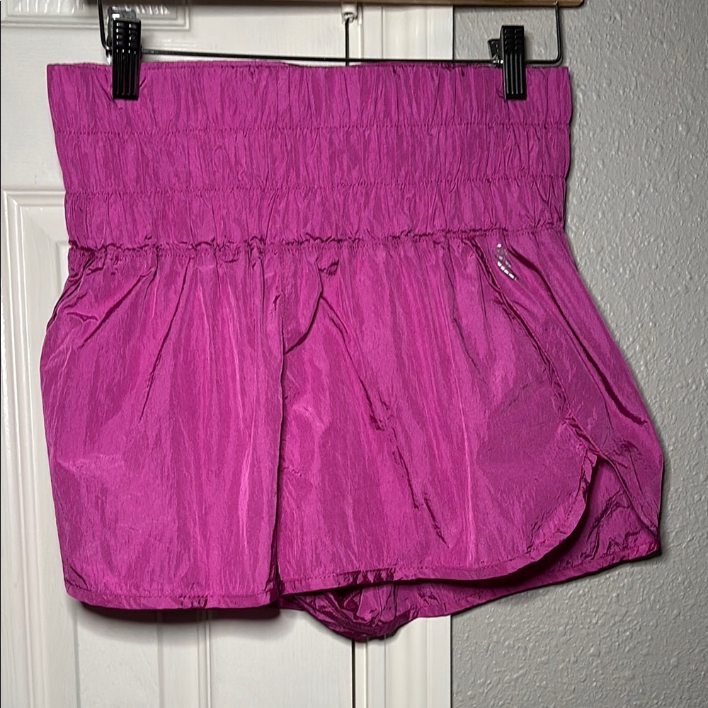 Free People Movement Metallic Pink The Way Home Hight Waisted Shorts Size M